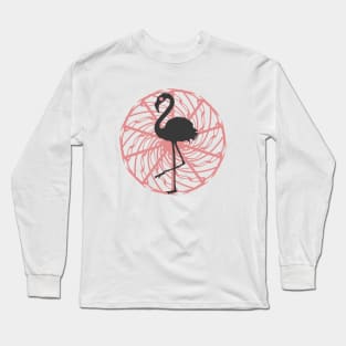 Minimalist flamingo in a pink swirl Long Sleeve T-Shirt